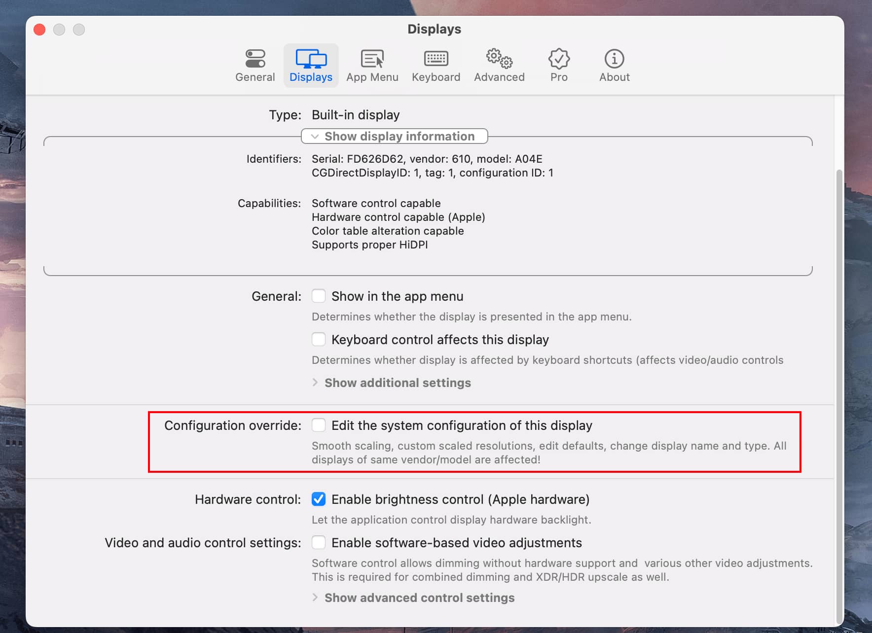 BetterDisplay | macOS 外接显示器开启HiDPI软件